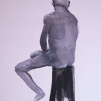 Rear View of Seated Nude Male