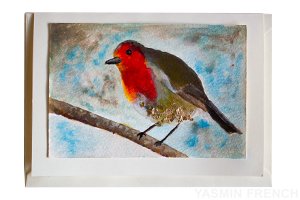 Robin with gold leaf