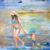 Turquoise - Painted in 2013. Acrylics on canvas board. Framed. Turquoise