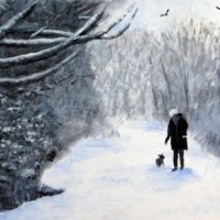 It's Cold Outside - Painted in 2010. 8.3" x 11.7" in Acrylics. It's Cold Outside