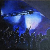 The Festival Ravers - Painted in 2013. Acrylics on boxed canvas. SOLD The Festival Ravers