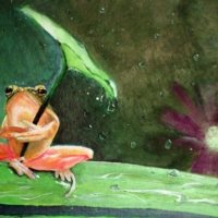 2013 - Acrylics. Framed. Leafy Umbrella