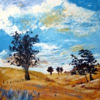 Untitled Landscape - Painted in 2011. 18" x 18" in Acrylics with a palette knife. Untitled Landscape