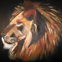2007. 11.5" x 15" in Acrylics. Lion