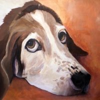 Commission in 2014 - Acrylics Harvey Basset Hound