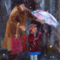 A Mother's Love - Painted in 2010. 8" x 5" in Mixed Media. A Mother's Love