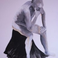 Pensive Seated Male Nude