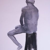 Rear View of Seated Nude Male
