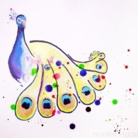 Peacock Splatter - 2018 - Acrylic Ink