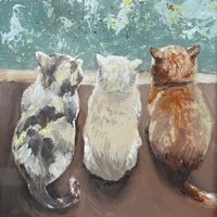 A Clutter of Cats - 2024 - Acrylic A Clutter of Cats