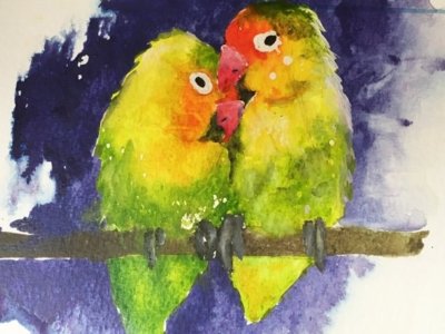 Lovebirds - Watercolour Art
